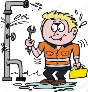 20413506-cartoon-of-plumber-fixing-leaky-pipe-stock-vector